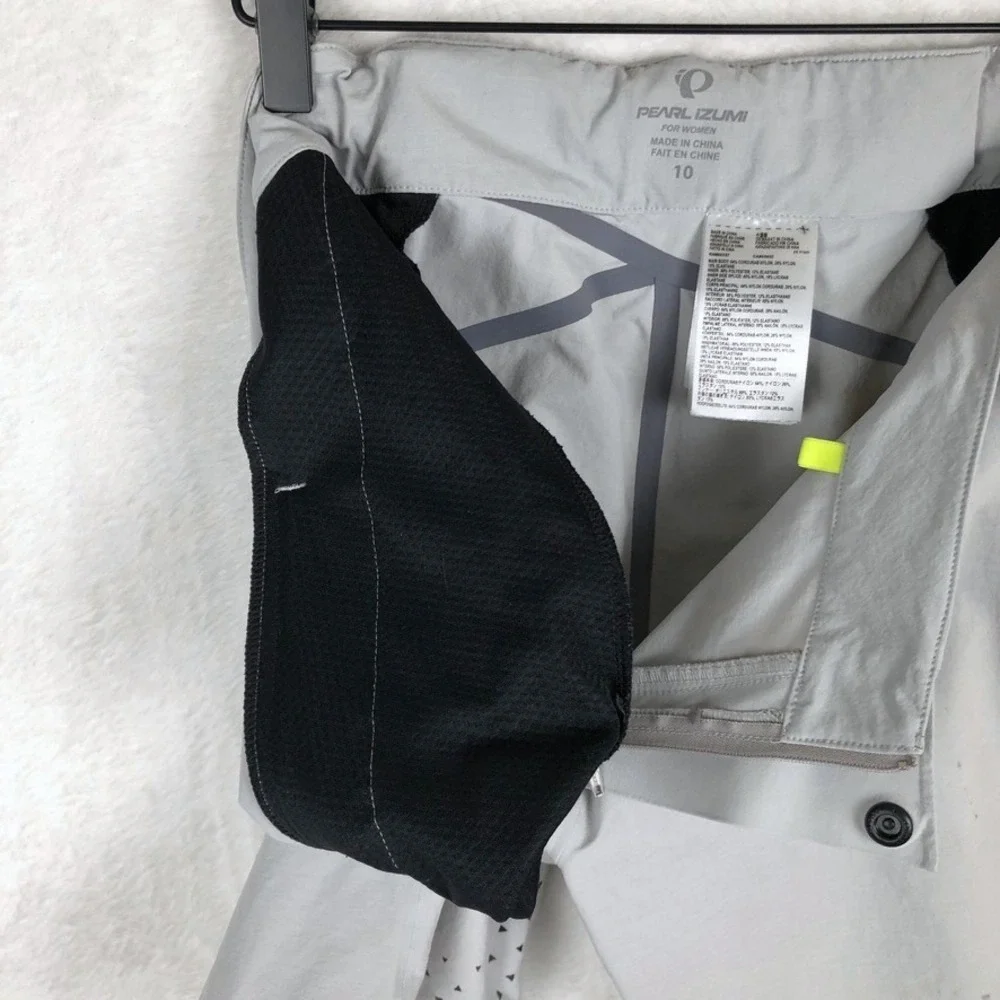 PEARL IZUMI Summit Shell‎ Cycling Shorts Women's Sz 10 Grey Neon Yellow 19212001